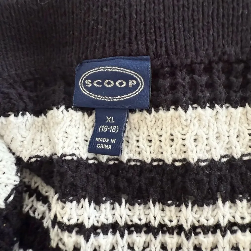 Scoop Black And White Crochet Knit Midi Skirt Size XL 16 - 18